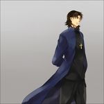  amakura_(am_as) brown_hair closed_eyes cross fate/stay_night fate/zero fate_(series) jewelry kotomine_kirei long_coat male_focus necklace solo 