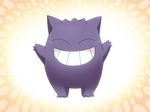  closed_eyes gen_1_pokemon gengar grin happy natsuki_tomo no_humans pokemon pokemon_(creature) smile solo 