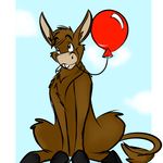  balloon black_eyes brown brown_fur buckteeth cascarita cute donkey equine feral fur hooves mammal sitting solo tail 