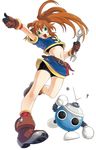  alternate_costume bike_shorts brown_hair green_eyes navel official_art precis_neumann robot screws simple_background skirt solo star_ocean star_ocean_blue_sphere wrench 