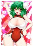  :p arm_up breasts bun_cover chinese_clothes cleavage double_bun green_hair huge_breasts kazami_yuuka legs lowleg lowleg_panties open_mouth panties red_eyes sawa_(snack_yoshie) side-tie_panties solo string_panties thigh_gap thighs tongue tongue_out touhou underwear white_panties 