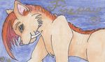  blue_eyes electric-ace feline female feral firepaw fur hair mammal orange orange_fur orange_hair plain_background sabertooth smilodon solo 