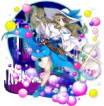  1girl alternate_color belt blonde_hair blue_boots blue_dress blue_ribbon boots breasts brown_eyes candy capelet closed_mouth collarbone dress embellished_costume eyepatch food full_body game_cg gloves hat hat_ribbon highres holding holding_candy holding_food holding_lollipop holding_staff leg_up lollipop long_hair looking_at_viewer loose_belt official_art ribbon rotte_(1109) single_strap smile solo staff third-party_source touhou touhou_lostword transparent_background very_long_hair watatsuki_no_toyohime watatsuki_no_toyohime_(plentiful_temple_of_wealth_and_equality) white_capelet white_gloves white_hat 