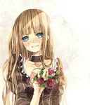  bad_id bad_pixiv_id beatrice blonde_hair blood blue_eyes blush dress empty_eyes flower long_hair red_flower red_rose ringo_komachi rose sad solo tears umineko_no_naku_koro_ni 