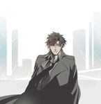  black_eyes black_hair coat emiya_kiritsugu fate/zero fate_(series) hali long_coat male_focus necktie solo 