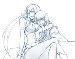  1girl couple hetero judith lineart monochrome tales_of_(series) tales_of_vesperia usuba_kagero yuri_lowell 