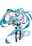  aqua_eyes aqua_hair armpits arms_up bad_id bad_pixiv_id chibi fang fyfyluker hachune_miku hatsune_miku legs long_hair multiple_girls necktie open_mouth shadow skirt thighhighs twintails very_long_hair vocaloid 