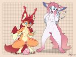 4_fingers animal_genitalia animal_pussy anthro biped breasts canine_genitalia canine_pussy claws duo eeveelution egg eyebrows female fingers fur generation_6_pokemon genitals hair hi_res inner_ear_fluff nintendo nipples open_mouth oviposition pokemon pokemon_(species) pussy skyvo sylveon tail tuft wings