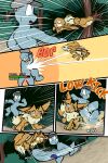 2025 4_fingers 5_panel_comic absurd_res ambiguous_gender attack biped black_nose blue_body branch brown_body brown_fur brown_hair clenched_teeth clothing comic digital_media_(artwork) dizzy dizzy_eyes dodging duo eevee english_text eye_through_hair eyes_closed feral fight fingers fluffy fluffy_tail forest fur gameplay_mechanics generation_1_pokemon gui hair hat headgear headwear health_bar hi_res humanoid jumping kick looking_at_another machop male_(lore) motion_lines neck_tuft nintendo open_mouth outside page_number paws plant pokemon pokemon_(species) pokemon_mystery_dungeon quadruped shrub sound_effects spike_chunsoft standing tail teeth text toony translucent translucent_hair tree tuft virmir virmir_(character) wearing_hat white_text