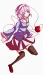  absurdres black_legwear eyeball furagu hairband heart highres komeiji_satori pink_hair purple_eyes short_hair sleeves_past_wrists solo thighhighs third_eye touhou zettai_ryouiki 