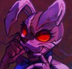 2021 5_fingers anthro black_nose blue_bow_tie bow_tie brown_background buckteeth bust_portrait colored digital_drawing_(artwork) digital_media_(artwork) english_description eyebrows eyelashes female fingers five_nights_at_freddy&#039;s five_nights_at_freddy&#039;s:_security_breach hi_res lagomorph leporid light lighting long_ears mammal multicolored_body open_mouth open_smile portrait pupils rabbit red_eyes red_pupils red_sclera scottgames shaded simple_background smile smiling_at_viewer solo steel_wool_studios teeth toasterwitch two_tone_body vanny_(fnaf) whiskers white_body white_eyebrows