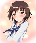  blush brown_eyes brown_hair miyafuji_yoshika monizumi_ishikawa short_hair smile solo strike_witches world_witches_series 