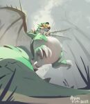2023 aymbord belly big_belly capcom duo female feral gold_rathian hi_res monster_hunter oral_vore outside overweight rath_wyvern rathian simple_background vore wings