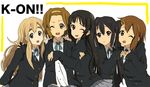  akiyama_mio bad_id bad_pixiv_id black_eyes black_hair blonde_hair blue_eyes brown_eyes brown_hair closed_eyes copyright_name hirasawa_yui holding_hands interlocked_fingers k-on! kanbayashi_makoto kotobuki_tsumugi long_hair multiple_girls nakano_azusa one_eye_closed school_uniform short_hair tainaka_ritsu 