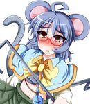 animal_ears bespectacled blush eyebrows glasses ikue_fuuji mouse_ears mouse_tail nazrin solo tail touhou 