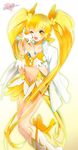  blonde_hair bow choker cure_sunshine heartcatch_precure! kanke_(yonkuma) long_hair magical_girl myoudouin_itsuki orange_bow orange_choker potpourri_(heartcatch_precure!) precure skirt twintails very_long_hair white_background yellow yellow_bow yellow_eyes yellow_skirt 