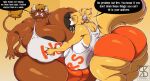 2025 anthro areola areola_slip balls big_balls big_breasts big_butt blue_eyes blush bodily_fluids bovid bovine breastfeeding breasts brown_body brown_fur bulge butt clothing dialogue duo english_text female femboy_hooters fur genitals green_eyes gynomorph hand_on_breast hi_res huge_balls huge_breasts huge_butt huge_thighs hyper hyper_breasts hyper_thighs intersex lactating mammal obese obese_anthro obese_female obese_gynomorph obese_intersex overweight overweight_anthro overweight_female overweight_gynomorph overweight_intersex shirt speech_bubble superix tank_top text thick_thighs topwear watermark wide_hips