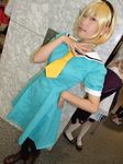  blonde_hair cosplay hairband higurashi_no_naku_koro_ni houjou_satoko photo red_eyes school_uniform serafuku tamura_akira 