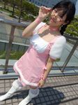  akizuki_ritsuko boots braid cosplay glasses idolmaster photo tachibana_yuna thigh-highs thighhighs twin_braids 