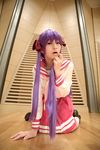  cosplay footwear hair_ribbon hair_ribbons highres hiiragi_kagami lucky_star naito photo purple_hair ribbon sailor sailor_uniform school_uniform serafuku socks twintails 