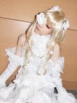  blonde_hair boots cosplay dress eyepatch flower frills houtou_singi_(model) kirakishou photo rozen_maiden ruffles 