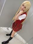 blonde_hair cosplay knee_socks kneehighs mahou_sensei_negima mahou_sensei_negima! mio mio_(cosplayer) photo school_uniform serafuku yukihiro_ayaka 