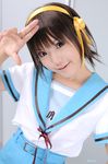  cosplay hair_ribbon hair_ribbons kipi-san photo ribbon sailor sailor_uniform school_uniform serafuku suzumiya_haruhi suzumiya_haruhi_no_yuuutsu 