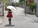  aru_hi floofy_skirt kneehighs lace photo tubetop umbrella 