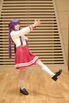  cosplay footwear hair_ribbon hair_ribbons highres hiiragi_kagami lucky_star naito photo purple_hair ribbon sailor sailor_uniform school_uniform serafuku socks twintails 