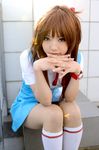  cosplay kipi-san kneehighs neon_genesis_evangelion photo school_uniform serafuku soryu_asuka_langley twintails 
