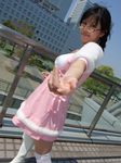  akizuki_ritsuko boots braid cosplay glasses idolmaster photo tachibana_yuna thigh-highs thighhighs twin_braids 