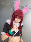  animal_ears ari_(model) breasts bunny_ears cleavage cosplay getsumento_heiki_miina midriff photo shiwasu_mina 