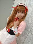  apron asahina_mikuru cosplay hair_ribbon hair_ribbons moeka moeka_(cosplayer) photo ribbon suzumiya_haruhi_no_yuuutsu twintails 