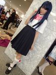  aotsuki_riku blue_hair cosplay footwear furude_rika higurashi_no_naku_koro_ni photo school_uniform serafuku socks suspenders 