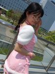 akizuki_ritsuko braid cosplay glasses idolmaster photo tachibana_yuna thigh-highs thighhighs twin_braids 