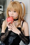  amane_misa apple choker cosplay death_note food fruit lace miniskirt photo skirt taku_anko thigh-highs thighhighs twintails 