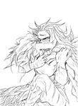  aeon bandana bear black_withe couple cute_girl dissidia_012_final_fantasy dissidia_final_fantasy esper final_aeon final_fantasy final_fantasy_vi final_fantasy_x headband hug jecht little_girl long_hair love manly monochrome muscle nude ponytail scar scars serious sketch summon_beast tina_branford 