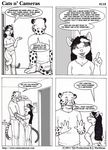  cat cats_n&#039;_cameras cats_n'_cameras cheetah clothed clothing comic dialog dialogue english_text eye_contact feline female james_m_hardiman jim josephine_rodgers looking_at_each_other male mammal monochrome smile svetlana text 