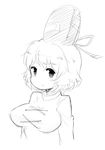  blueberry_(5959) breasts eyebrows face frown greyscale hat large_breasts long_sleeves looking_at_viewer monochrome short_hair simple_background sketch soga_no_tojiko solo tate_eboshi touhou upper_body white_background 