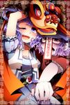  blue_eyes blue_hair chinese_clothes dragon dress flower hair_ornament hair_rings hair_stick jiangshi kaku_seiga lion_dance miyako_yoshika multiple_girls ofuda one_eye_closed open_mouth outstretched_arms pote_(aonibi_kairou) purple_eyes purple_hair smile touhou vest 