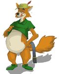  belt bottomless canson chubby clothed clothing disney half-dressed hat male overweight robin_hood robin_hood_(disney) satisfied tongue tuft tunic 
