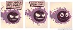 bummerdude comic commentary english evil eyes fangs gameplay_mechanics gastly gen_1_pokemon ghost happy looking_at_viewer looking_away no_humans no_lineart parody pokemon pokemon_(creature) sepia_background simple_background smile watermark web_address 