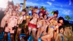  3d 6+girls arms_behind_head ayane_(doa) ball beachball bikini breasts christie_(doa) cloud crown dark_skin dead_or_alive heart_pasties helena_douglas hitomi_(doa) honeykai_(artist) honoka_(doa) ii_naotora_(sengoku_musou) kasumi_(doa) kokoro_(doa) large_breasts lei_fang lisa_hamilton long_hair looking_at_viewer marie_rose mila_(doa) momiji_(ninja_gaiden) multiple_girls navel nyotengu outdoors palm_tree pasties short_hair sky standing swimsuit tree water 