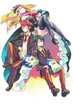  2boys animal_hat bandages bare_shoulders bird black_legwear blazer boots bow brown_hair bug cockroach elbow_gloves gloves hat insect jacket long_hair mawaru_penguindrum multiple_boys necktie penguin penguin_1-gou penguin_2-gou penguin_3-gou princess_of_the_crystal red_hair school_uniform short_hair siblings sleeping takakura_himari takakura_kanba takakura_shouma thigh_boots thighhighs thought_bubble yuzuru86 