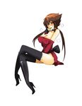  boots breasts brown_hair erect_nipples genderswap high_heel_boots high_heels highres masturbation plurk thighhighs yu-gi-oh! yuki_judai yuu-gi-ou_gx yuuki_juudai 