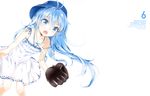  absurdres ahoge antenna_hair baseball baseball_cap baseball_mitt buriki denpa_onna_to_seishun_otoko disc_cover dress gloves hat highres long_hair non-web_source official_art solo strap_slip sundress touwa_erio 