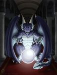  antro ball blue blue_eyes blue_markings christal claws crystal crystal_ball dragon front frontal_view furnace furred_dragon horn idess light looking_at_viewer male markings night sitting solo tongue tongue_out wings 