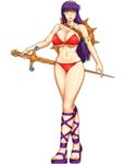  ameoto athena athena_(series) bikini breasts highres king_of_fighters large_breasts princess_athena purple_hair smile snk swimsuit sword weapon 