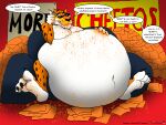 4:3 absurd_res anthro belly belly_fur big_belly burping calling chair cheetah cheeto_dust cheetos chester_cheetah chicken_sandwich claws contract dialogue electronics eyewear felid feline furniture gluttony hand_on_belly hi_res huge_belly k9manx90_(artist) kfc leftovers male mammal mascot navel obese obese_anthro obese_male on_chair overstuffed overstuffing overweight overweight_anthro overweight_male phone phone_call reluctant sitting sitting_on_chair solo speech_bubble stuffing stuffing_(food) sunglasses toe_claws