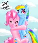  blue blue_body couple cute cutie_mark embrace equine eyes_closed female feral friendship_is_magic fur hair happy horse hug jf_goyez mammal multi-colored_hair my_little_pony pegasus pink pink_body pink_eyes pink_fur pink_hair pinkie_pie_(mlp) pony rainbow_dash_(mlp) rainbow_hair tongue tongue_out unimpressed wings 
